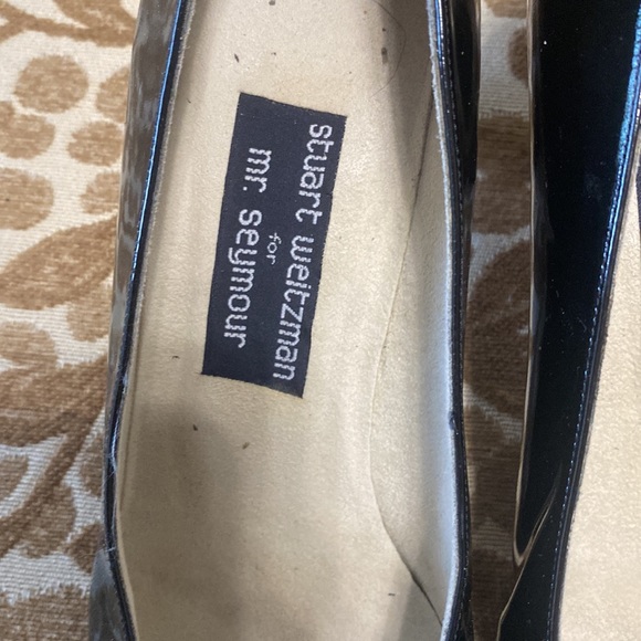 Stuart Weitzman black  Patten Leather heels with a little bling - Picture 3 of 5